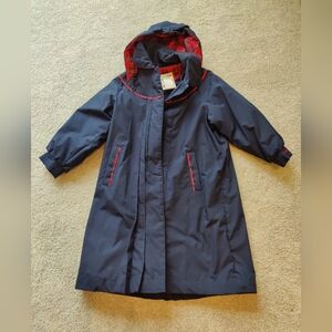 Adorable Rothschild Navy & Red  Lined Hooded Raincoat for Kids. Like New!